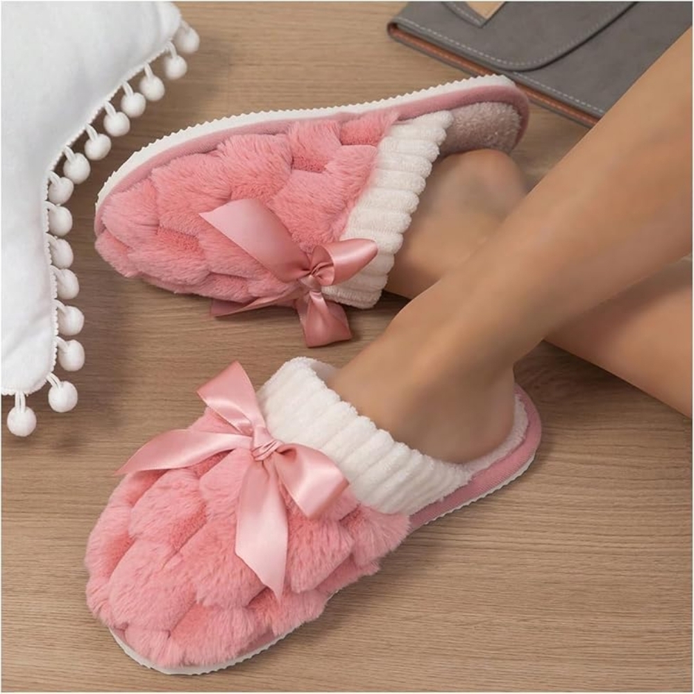 Women's Bow Knot Fuzzy House Slippers
